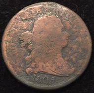 1805 Draped Bust Half Cent - VG, corroded