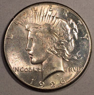 1926 Peace Dollar, Grade= MS60-62, representative picture- may not be the actual coin