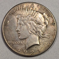 1928 Peace Dollar, Grade XF, minor problems, representative picture- may not be the actual coin