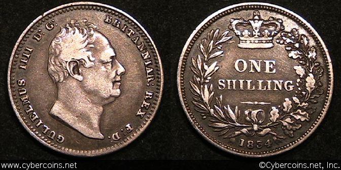 Great Britain, 1834, 1 shilling, VF/XF, KM713