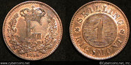 Denmark, 1856, 1 Skilling, UNC/AU, KM763