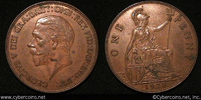 Great Britain, 1928, Penny, XF, KM838 -