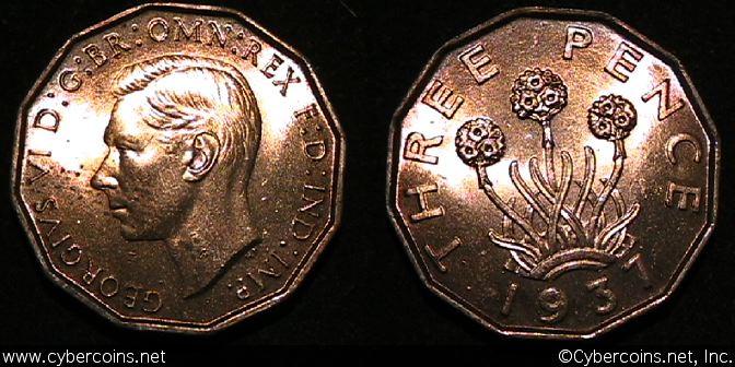 Great Britain, 1937, 3 pence, UNC KM849