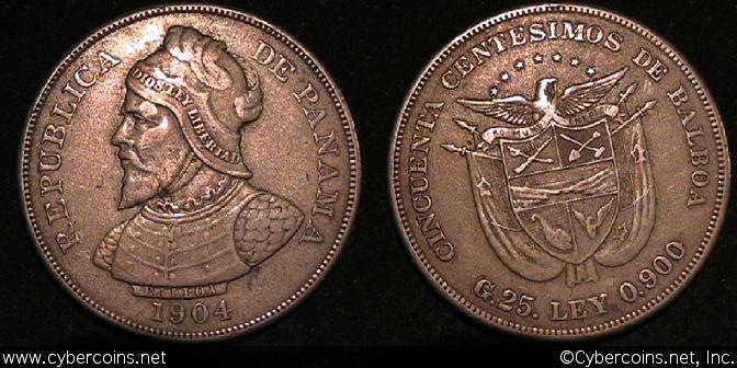 Panama, 1904, 50 centesimos, VF, KM5
