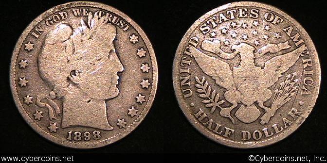 1898 Barber Half Dollar, Grade= VG
