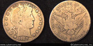 1908-S Barber Half Dollar, Grade= VG