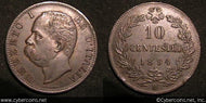 Italy, 1894BI,  10 centesimi, XF, KM27.1