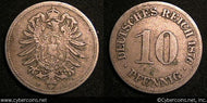 Germany, 1876H,  10 pfennig, VF, KM4  -