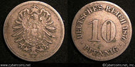 Germany, 1876H, 10 pfennig, VF, KM4 -