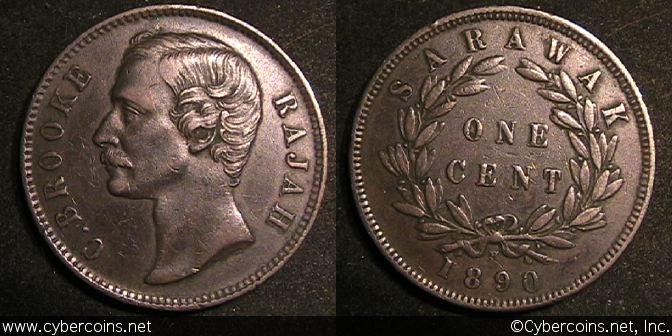 Malaysia/Sarawak, 1890H, Cent, KM6, VF/XF