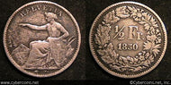 Switzerland, 1850, 1/2 Franc, VF, KM8