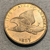 1857 Flying Eagle Cent, AU58, some luster present