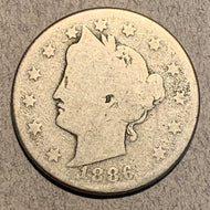 1886 V Nickel, Grade= AG/G