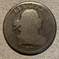 1808 Half Cent Draped Bust, G, 180% rotated reverse