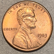 1983 Lincoln Cent, AU58, Error- double die reverse, DDR-FS807