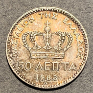 Greece, 1883A, 50 lepta, XF, KM37