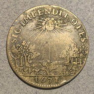 France, Jeton 1671, F, brass, Marie Theresa of Austria, Exact coin imaged.