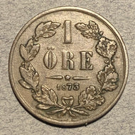 Sweden, 1873, 1 ore, F, KM728 - ERROR SVFRIGES