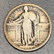 1917 Type 1 Standing Quarter, VG10, scratch on rev