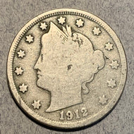 1912-S V Nickel, Grade= VG