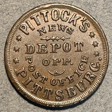Civil War Token, 1863, Pittsburg PA, Pittock’s news Depot OPP post office,  Store Card Token, AU