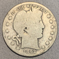 1892-S Barber Half Dollar, Grade= G/AG