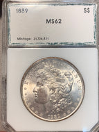 1889 Morgan Dollar, PCI slab MS62