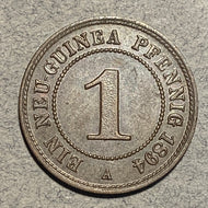 German New Guinea, 1894A, 1 Pfennig, KM570, AU, only 33k minted