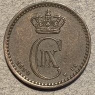 Denmark, 1880CS, 1 Ore, AU, Exact coin imaged.