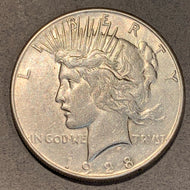 1928 S Peace Dollar, Grade= AU, cleaned