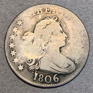 1806 Draped Bust Quarter, VG, heavy hit on reverse creating flat spot on obverse