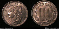 1881, MS61   Three Cent Nickel Piece