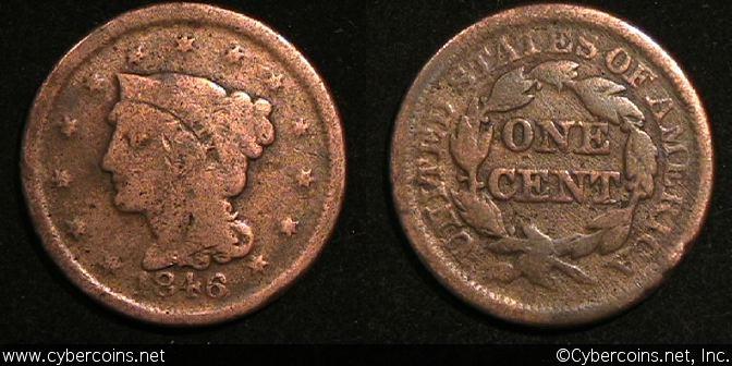 1846, G Braided Hair Large Cent.