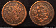 1850, F Braided Hair Large Cent.