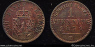 Prussia, 1871B, 1 pfennig, UNC, KM480