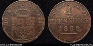 Prussia, 1858A, 4 pfennig, VF/XF, KM454
