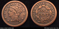 1854, F Braided Hair Large Cent.