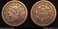 1854, F Braided Hair Large Cent.