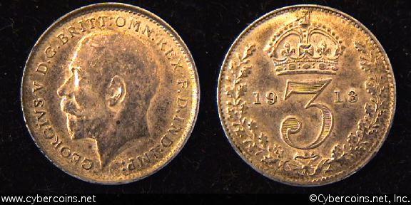 Great Britain, 1913, 3 pence, AU, KM813
