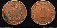 Germany, 1874A, 1 pfennig, XF, KM1