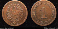 Germany, 1874C, 1 pfennig, VF, KM1