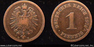 Germany, 1874E, 1 pfennig, F, KM1