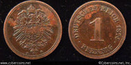 Germany, 1874D, 1 pfennig, XF, KM1