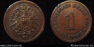 Germany, 1874C, 1 pfennig, XF, KM1