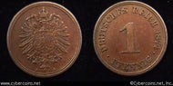 Germany, 1874A, 1 pfennig, XF, KM1