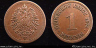 Germany, 1874A, 1 pfennig, XF, KM1
