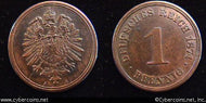 Germany, 1874A, 1 pfennig, XF, KM1