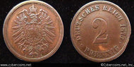 Germany, 1875A, 2 pfennig, XF-, KM2