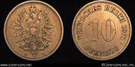 Germany, 1875E, 10 pfennig, XF, KM4