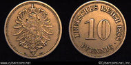 Germany, 1888A, 10 pfennig, XF, KM4